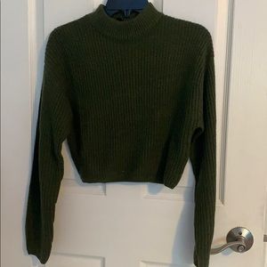 Green sweater crop top